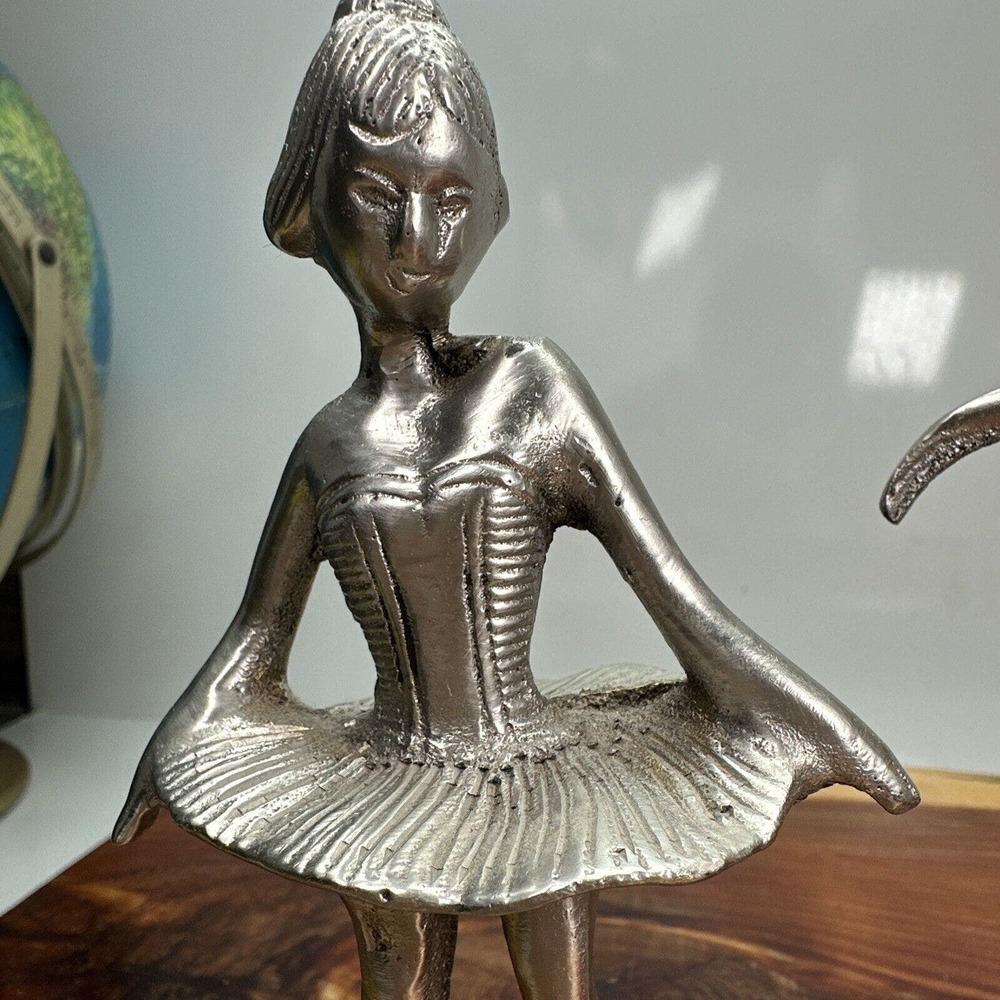 Detailed Ballerina 6" Pewter Figurines Set Of Two (2) Mantle Desktop Paperweight - Picture 3 of 5